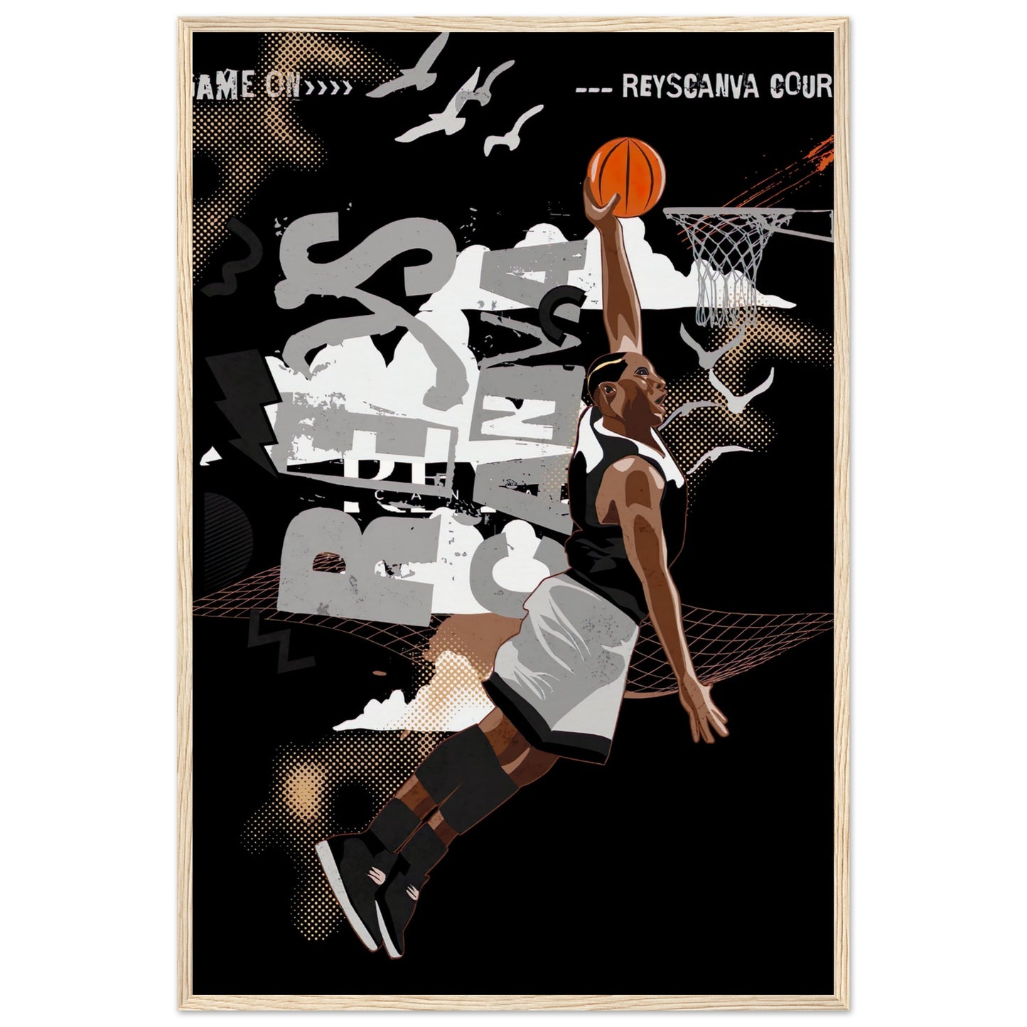 "Jumpman" Museum-Qualität Matt Papier Holz-Gerahmtes Poster