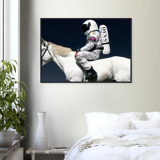 "Astronaut riding a Horse" AI Art, Museum-Quality Matte Paper Wooden Framed Poster