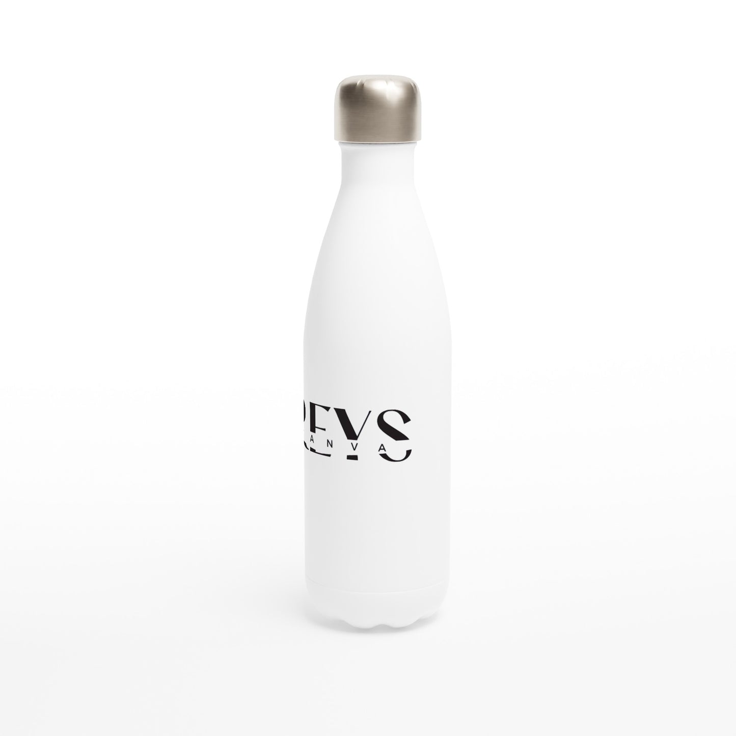 Weiße 17-Unzen-Wasserflasche aus Edelstahl mit Logo